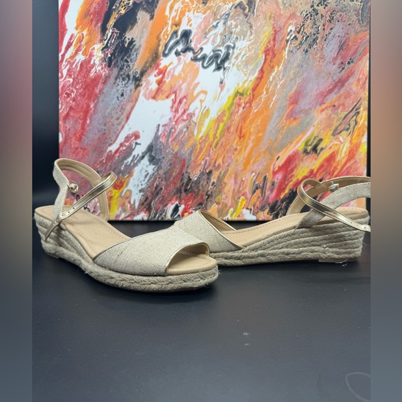 Charter Club Womens Luchia Canvas Platform Wedge Sandals Sand SZ 12 - Picture 6 of 8